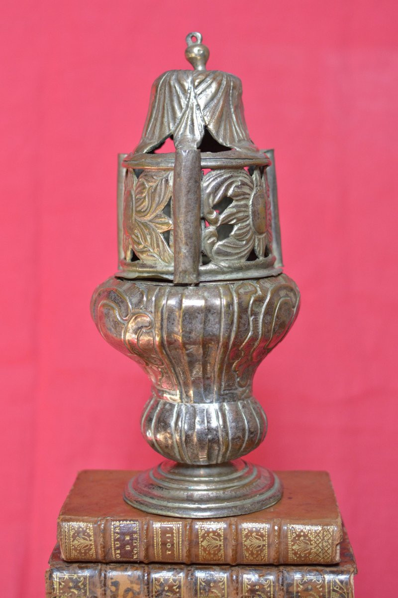Louis XIV Thurible - Silver-plated Brass - 17th  Century - Haute Epoque 17 Liturgical Religious-photo-4