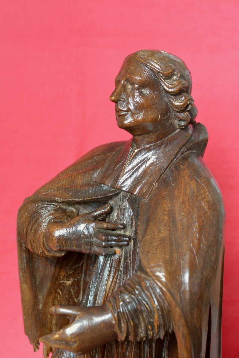 Wooden Statue 64cm - Saint Priest And Demon - 18th Century - Religious Sculpture 18-photo-7
