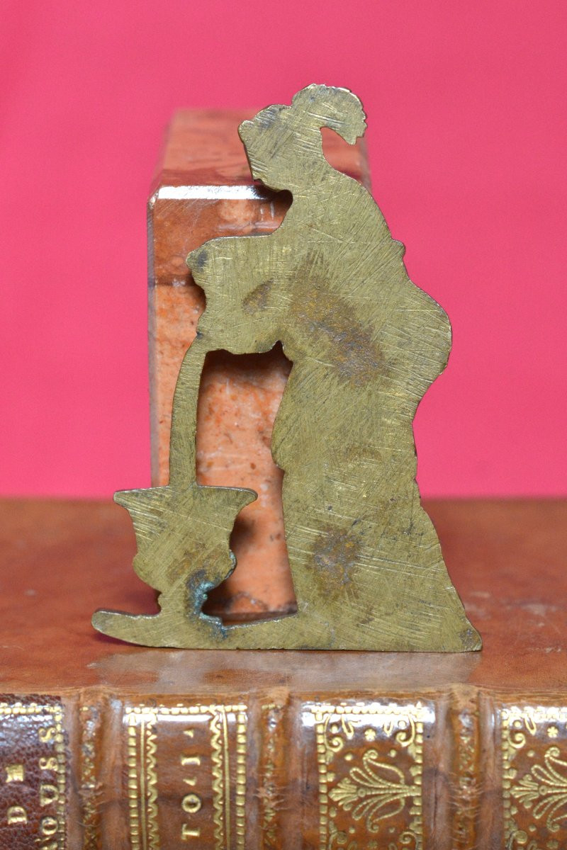Bas-relief miniature en Bronze - Femme à l'Antique - XIXe 19e siècle - sculpture 19-photo-2