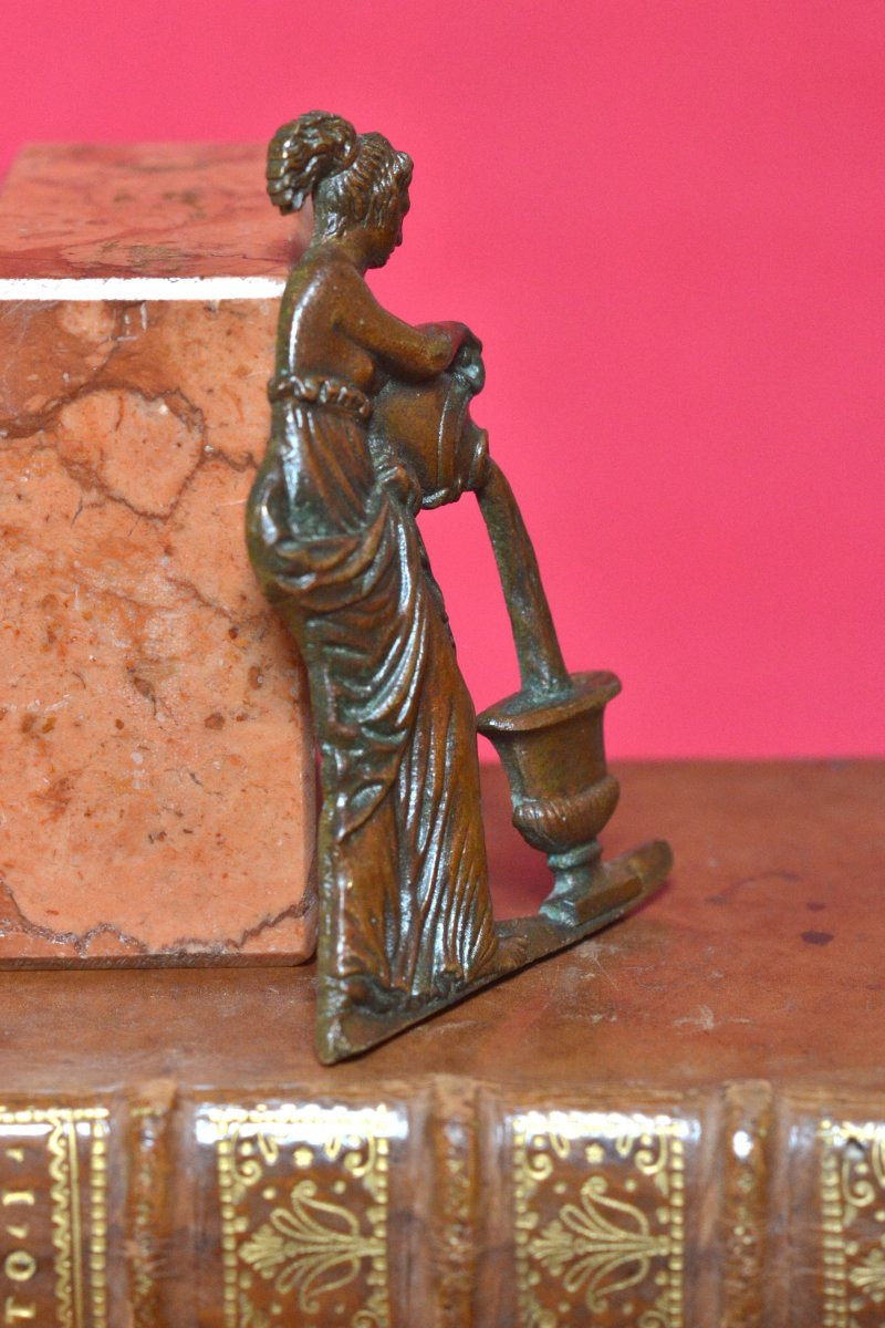 Bas-relief miniature en Bronze - Femme à l'Antique - XIXe 19e siècle - sculpture 19-photo-1