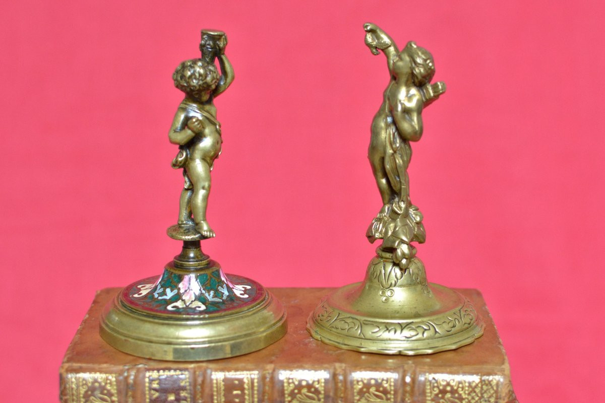 Pair Of Putti - Bronze Statuette - 19th Century - Louis XVI Style - Cherub Sculpture -photo-2