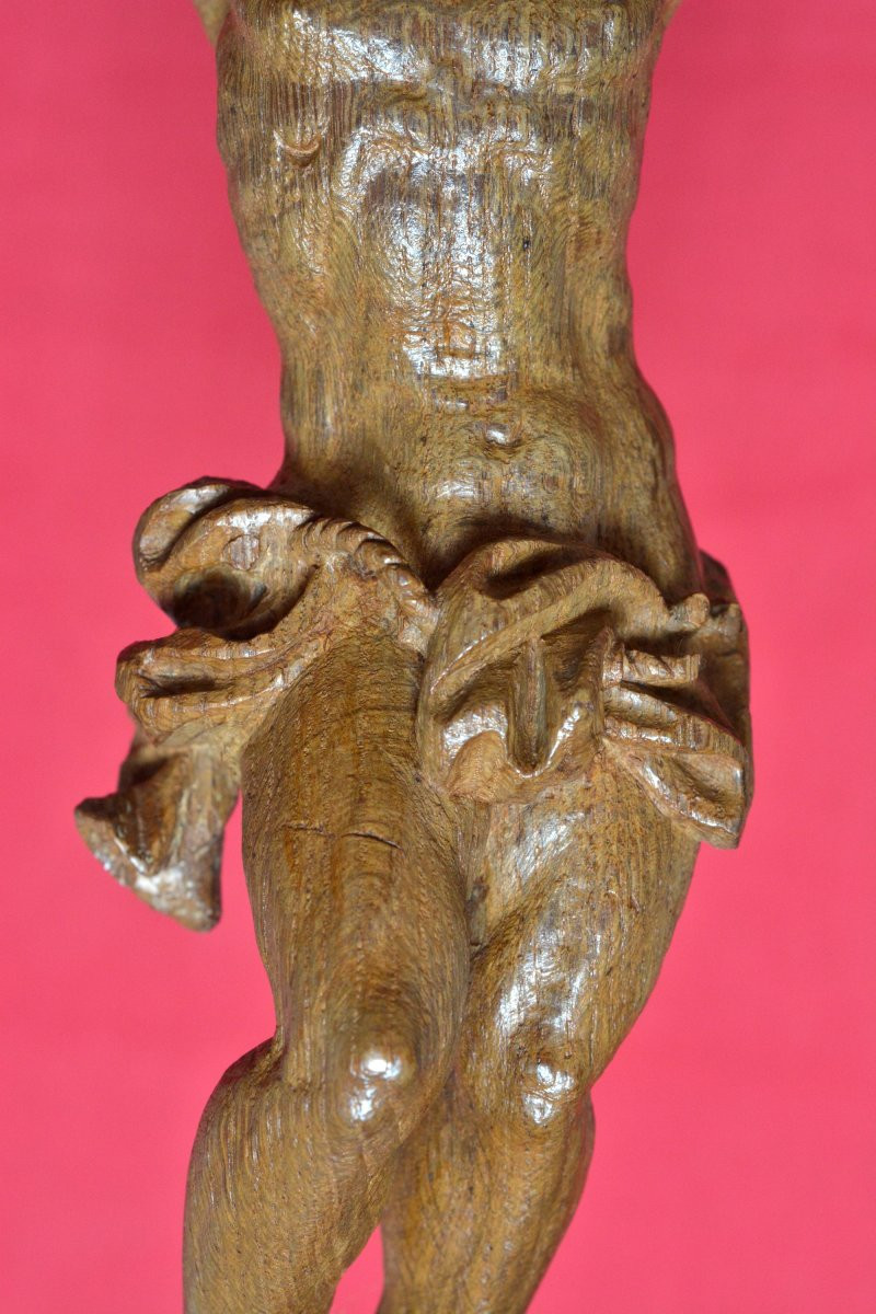 Wooden Christ - Corpus Christi - 17th Century  - Haute Epoque 17 Crucifix Religion Sculpture-photo-3