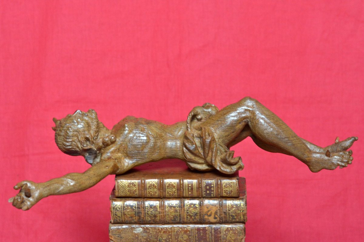 Wooden Christ - Corpus Christi - 17th Century  - Haute Epoque 17 Crucifix Religion Sculpture-photo-4