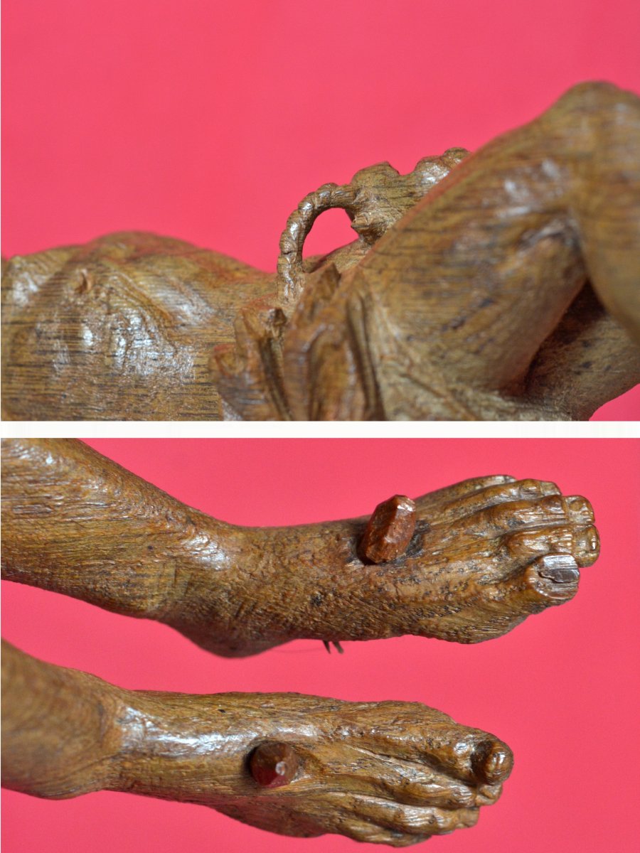 Wooden Christ - Corpus Christi - 17th Century  - Haute Epoque 17 Crucifix Religion Sculpture-photo-8