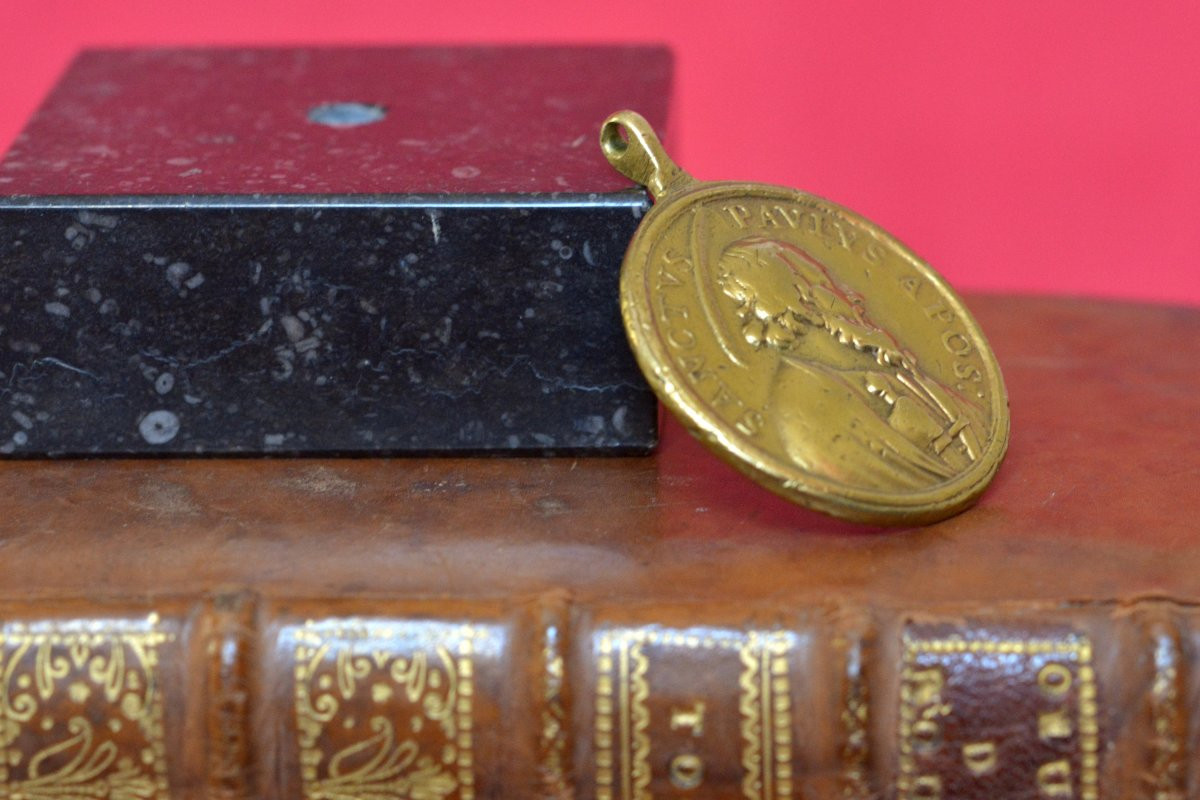Bronze Medal - Saint Peter & Saint Paul - 17th Century Haute Epoque Religion 17-photo-1