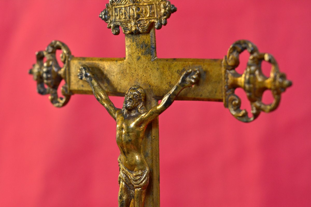 Crucifix en Bronze Doré - XVIIIe 18e siècle - Christ Croix religion sculpture 18-photo-4