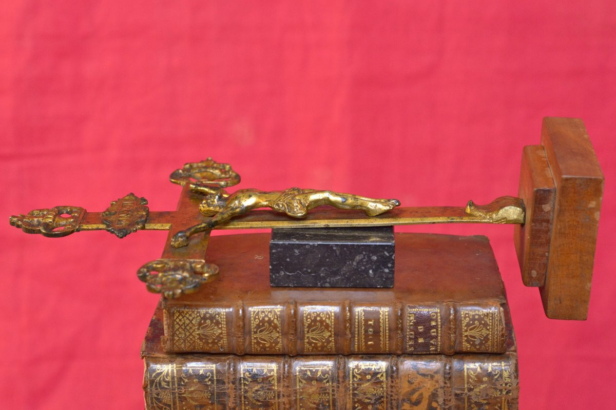 Crucifix en Bronze Doré - XVIIIe 18e siècle - Christ Croix religion sculpture 18-photo-3