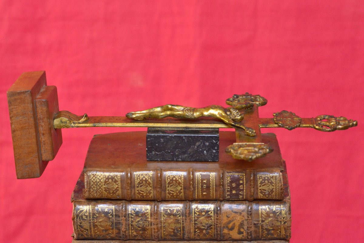 Crucifix en Bronze Doré - XVIIIe 18e siècle - Christ Croix religion sculpture 18-photo-4