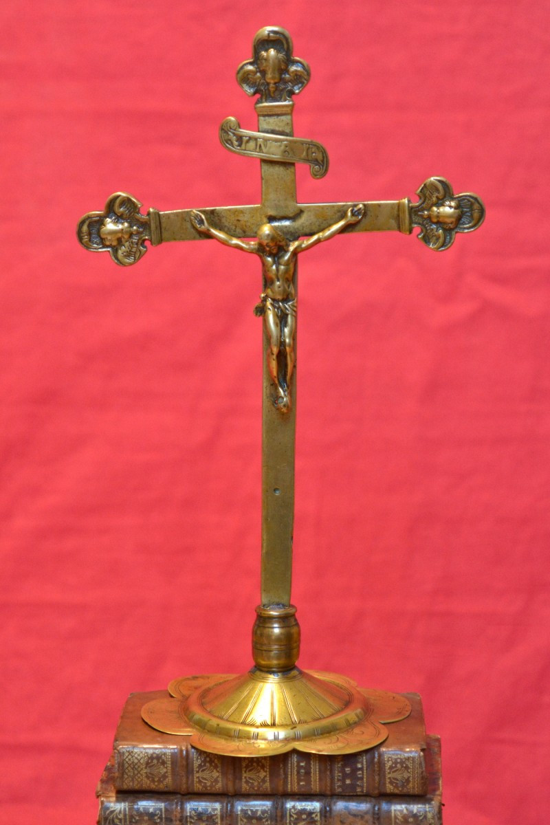 Bronze Crucifix - 17th Century - Haute Epoque - Christ Cross Religion Sculpture 17