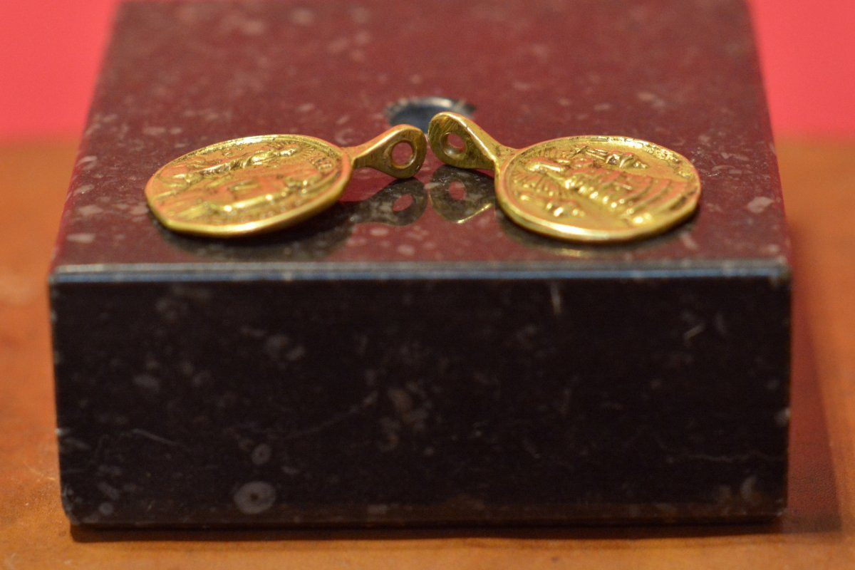 2x Small Rosary Medal - Bronze - 17th Century - Saint Anthony Haute Epoque Religion-photo-4