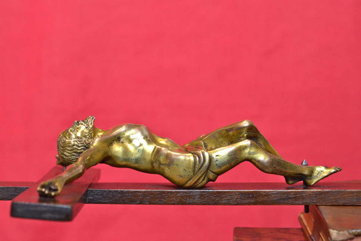 Gilt Bronze Christ - Crucifix - Italy - 17th Century - Haute Epoque Cross Sculpture-photo-2