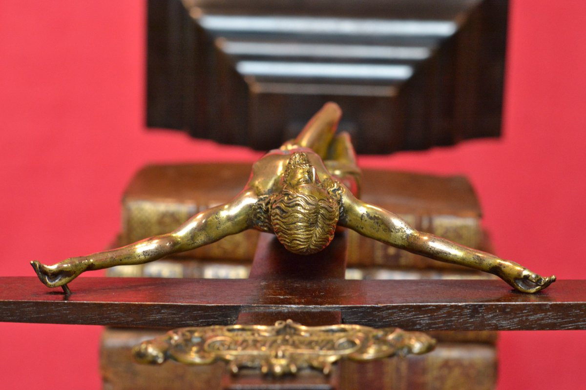 Gilt Bronze Christ - Crucifix - Italy - 17th Century - Haute Epoque Cross Sculpture-photo-3