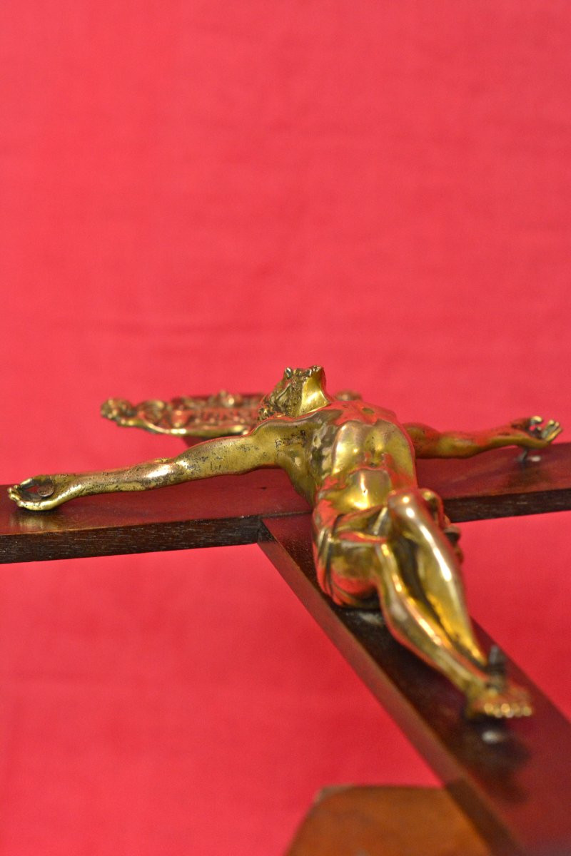 Gilt Bronze Christ - Crucifix - Italy - 17th Century - Haute Epoque Cross Sculpture-photo-4