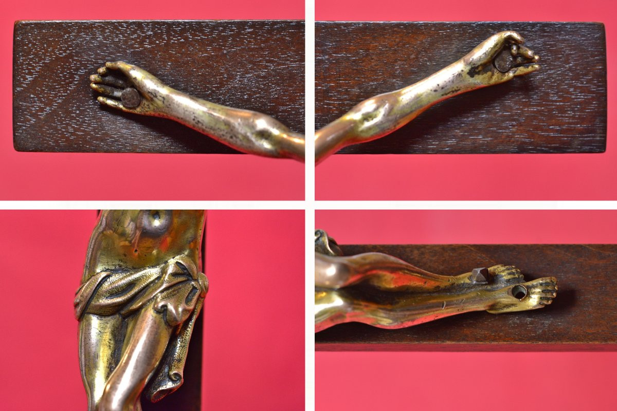Gilt Bronze Christ - Crucifix - Italy - 17th Century - Haute Epoque Cross Sculpture-photo-7