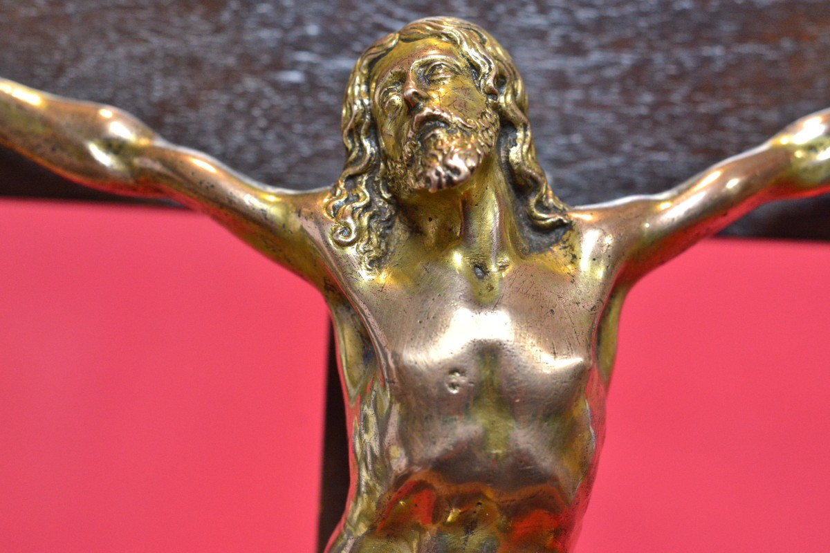 Gilt Bronze Christ - Crucifix - Italy - 17th Century - Haute Epoque Cross Sculpture-photo-6