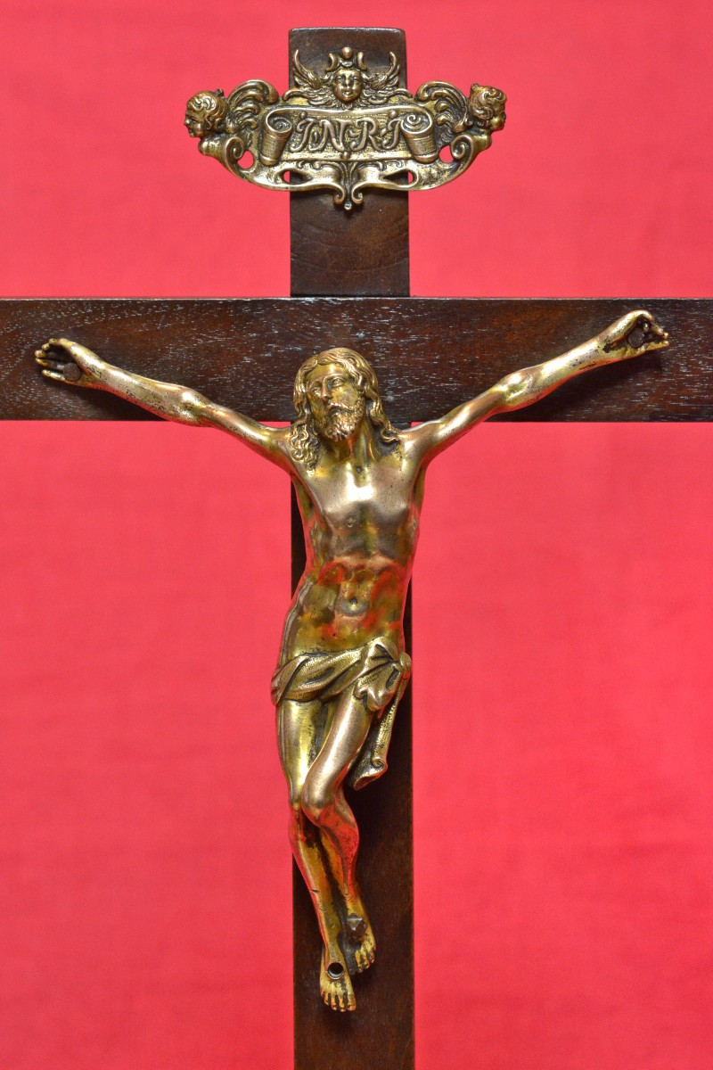 Gilt Bronze Christ - Crucifix - Italy - 17th Century - Haute Epoque Cross Sculpture