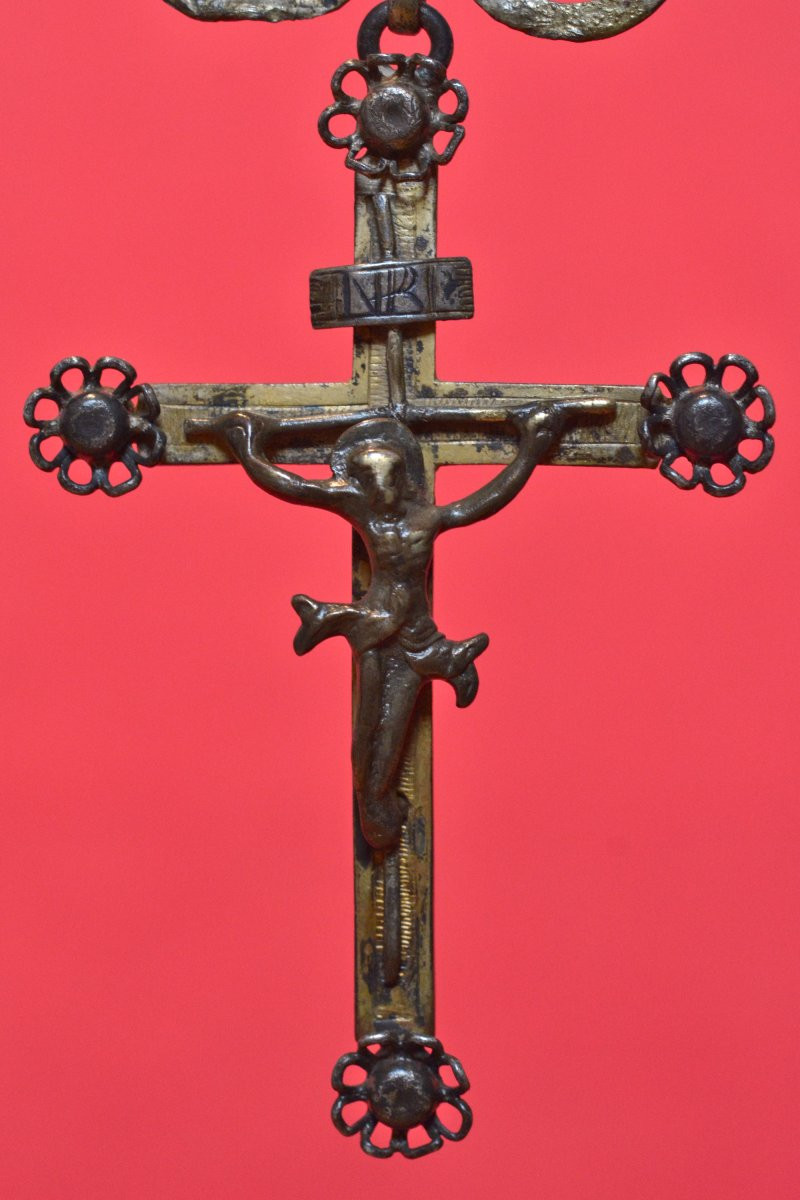 Crucifix Pendentif en Bronze - XVIe 16e siècle - Renaissance Haute Epoque Croix Christ-photo-3