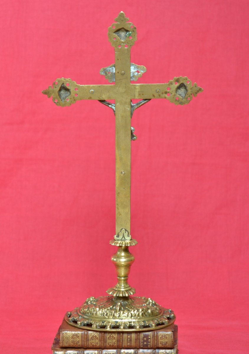 Crucifix By Master Ib - Bronze - 17th Century - Haute Epoque Christ Cross Religion 17-photo-3