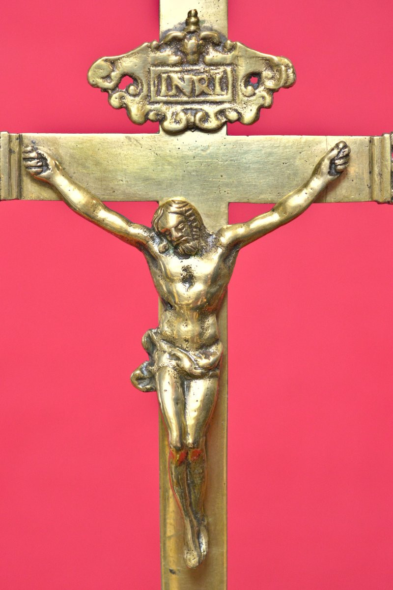 Crucifix By Master Ib - Bronze - 17th Century - Haute Epoque Christ Cross Religion 17-photo-4