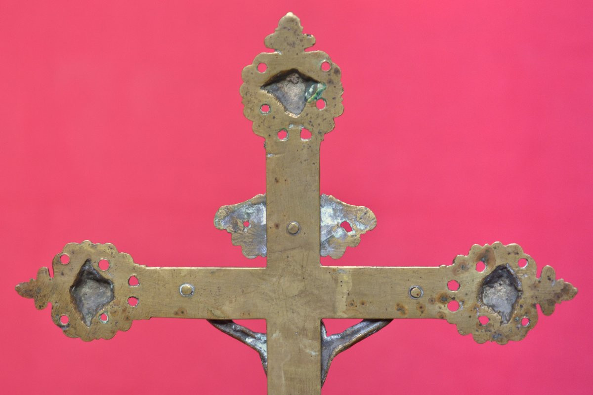 Crucifix By Master Ib - Bronze - 17th Century - Haute Epoque Christ Cross Religion 17-photo-8