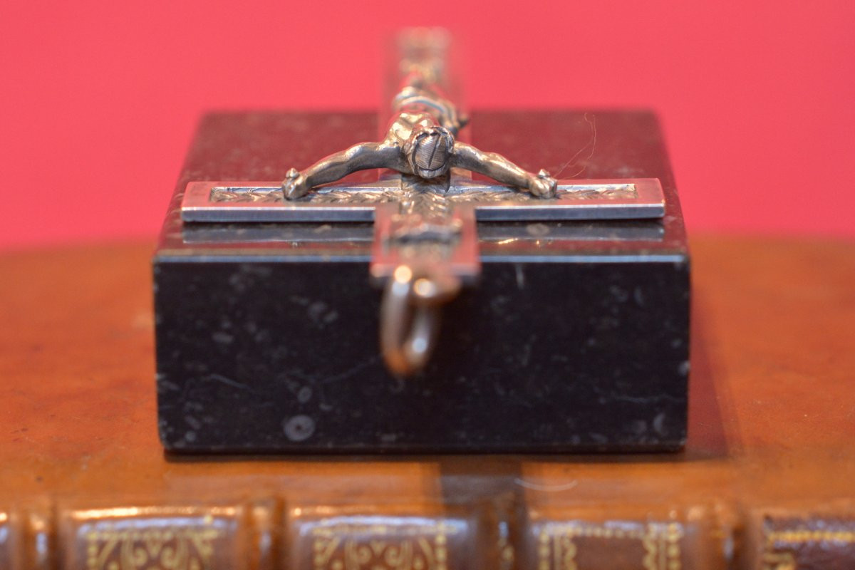 Croix Pectorale  - Argent Massif - XXe 20e siècle pendentif religion croix crucifix Christ-photo-2