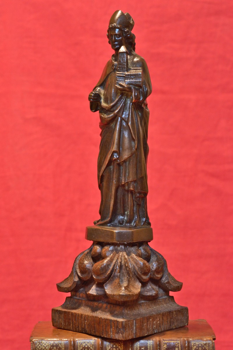 Statuette en Bronze Style Médiéval - Saint Evêque - XIXe 19e siècle - sculpture religieuse-photo-3