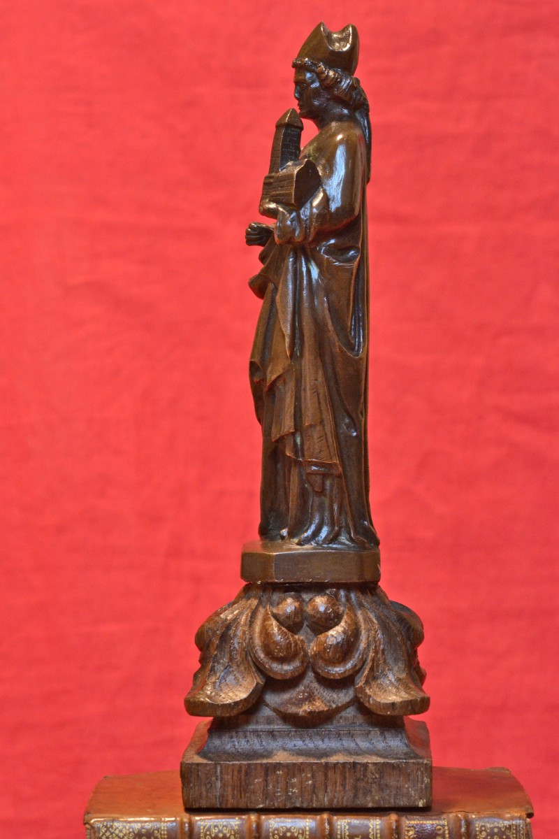 Statuette en Bronze Style Médiéval - Saint Evêque - XIXe 19e siècle - sculpture religieuse-photo-4