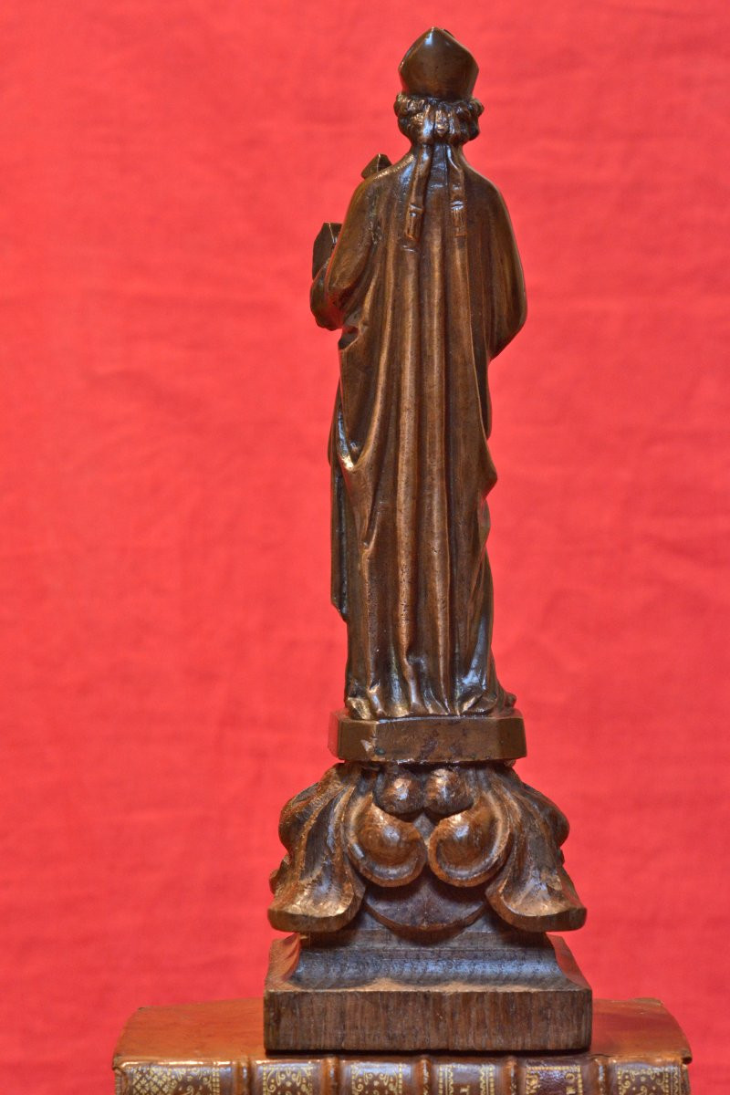 Statuette en Bronze Style Médiéval - Saint Evêque - XIXe 19e siècle - sculpture religieuse-photo-1