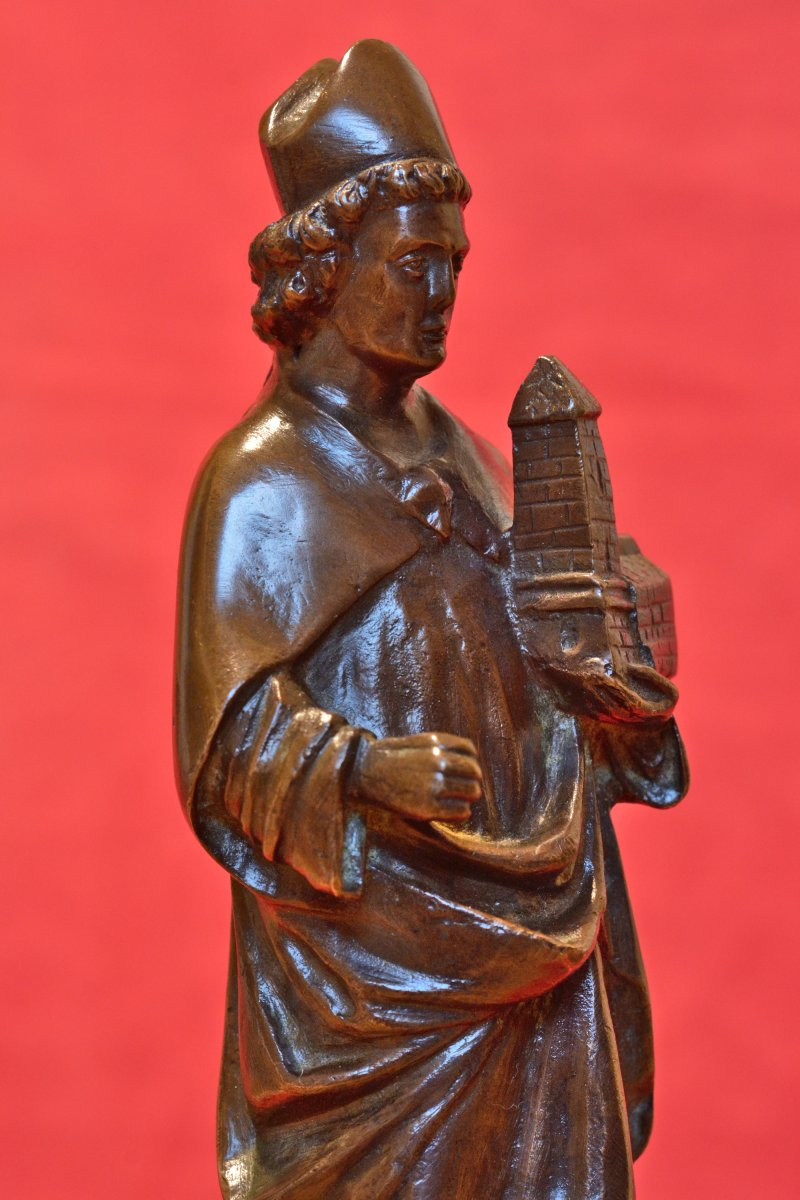Statuette en Bronze Style Médiéval - Saint Evêque - XIXe 19e siècle - sculpture religieuse-photo-4