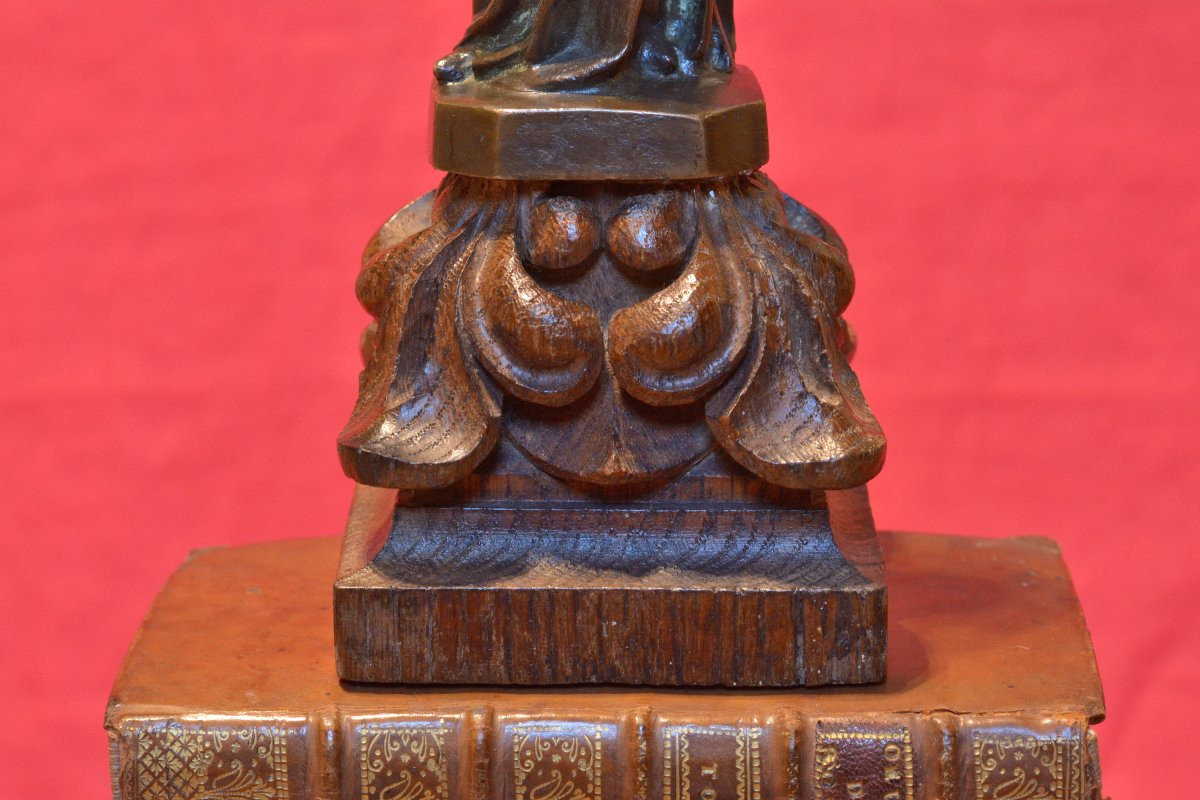 Statuette en Bronze Style Médiéval - Saint Evêque - XIXe 19e siècle - sculpture religieuse-photo-6