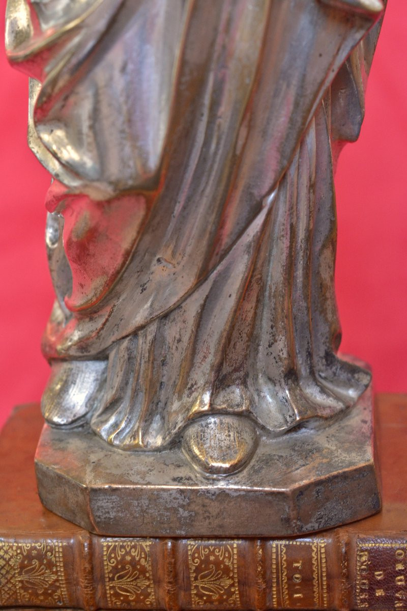 Grande Vierge à l'Enfant 32 cm - Bronze Argenté - XIXe 19e siècle sculpture religion statue 19-photo-6