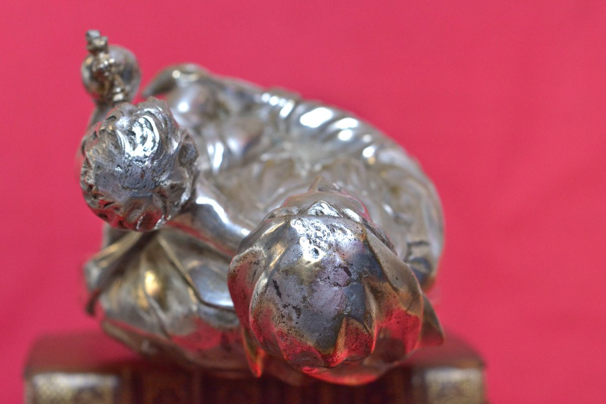 Grande Vierge à l'Enfant 32 cm - Bronze Argenté - XIXe 19e siècle sculpture religion statue 19-photo-8