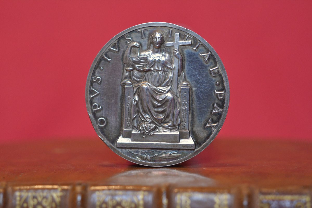 Papal Medal - Solid Silver - Pius XII 1940 - Exhortation To Peace - Opus Justitiae Pax-photo-2