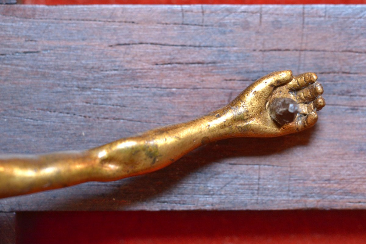 Christ en Bronze Doré - XVIIe 17e siècle - Crucifix Cadre Bois Doré - sculpture religion 17-photo-5