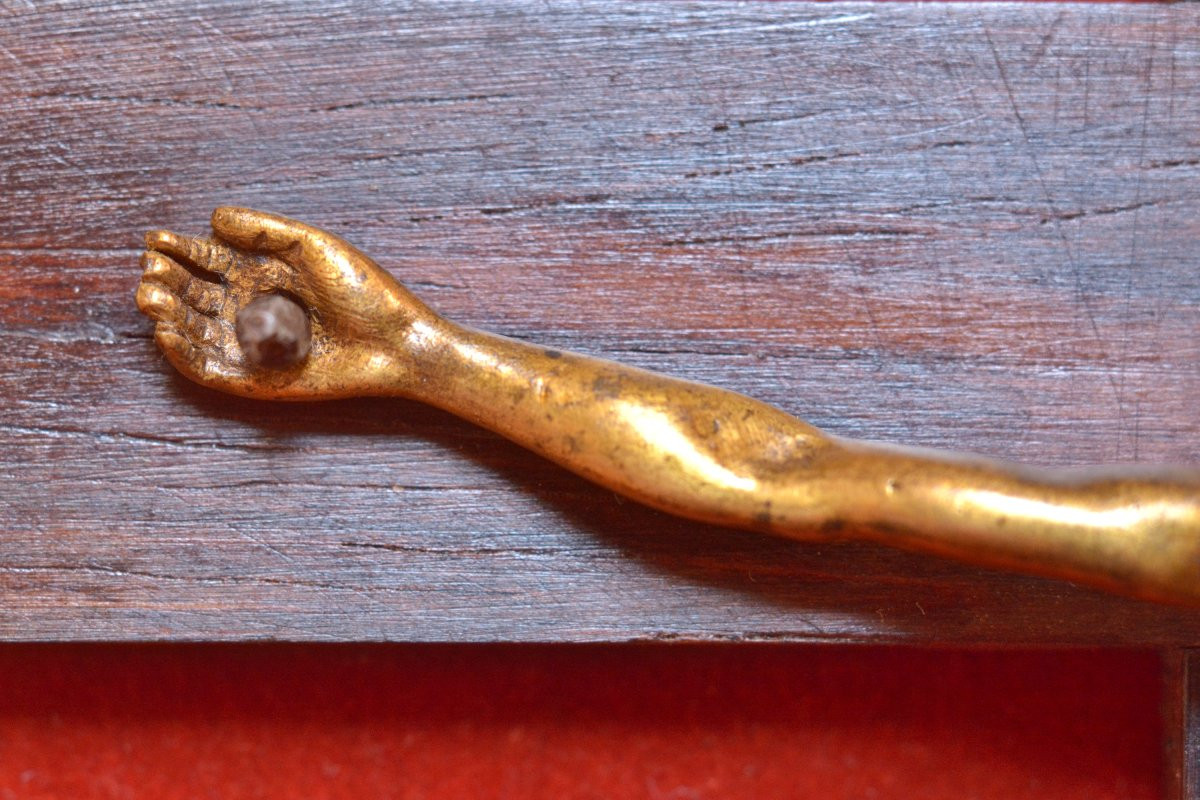 Christ en Bronze Doré - XVIIe 17e siècle - Crucifix Cadre Bois Doré - sculpture religion 17-photo-6