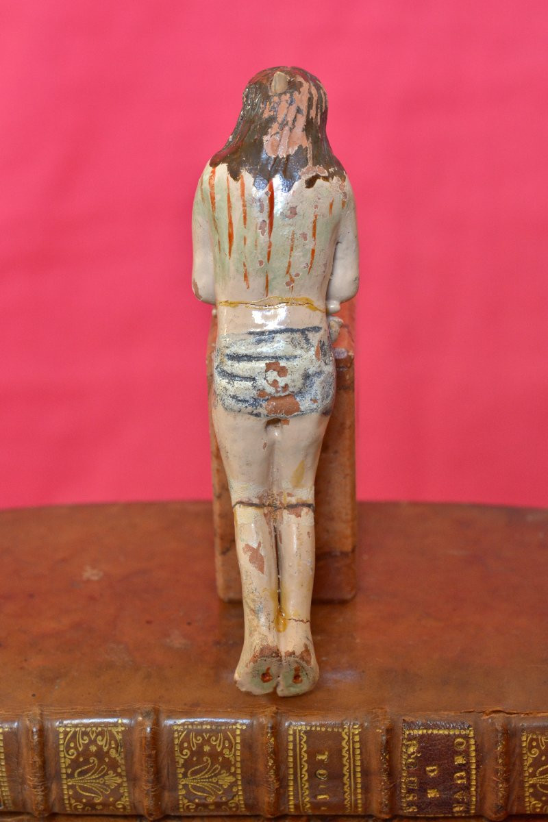 Recumbent Christ - Glazed Terracotta - 19th Century - Sculpture Statuette Religion-photo-2