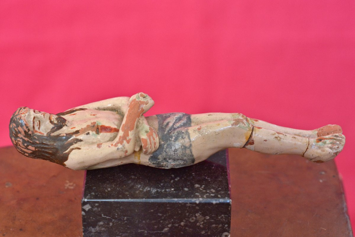 Recumbent Christ - Glazed Terracotta - 19th Century - Sculpture Statuette Religion-photo-3