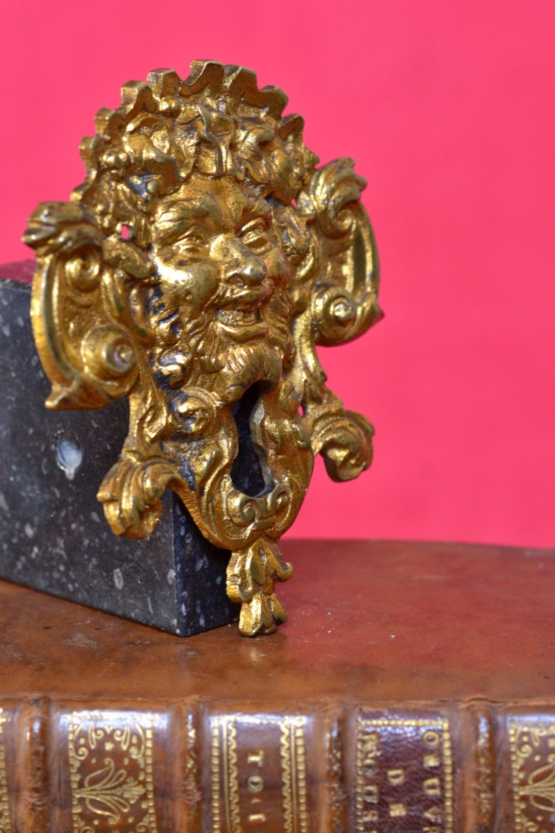 Entrée de Serrure - Bronze Doré - Tête de Bacchus - XVIIIe 18e siècle - clé clef mascaron 18-photo-3