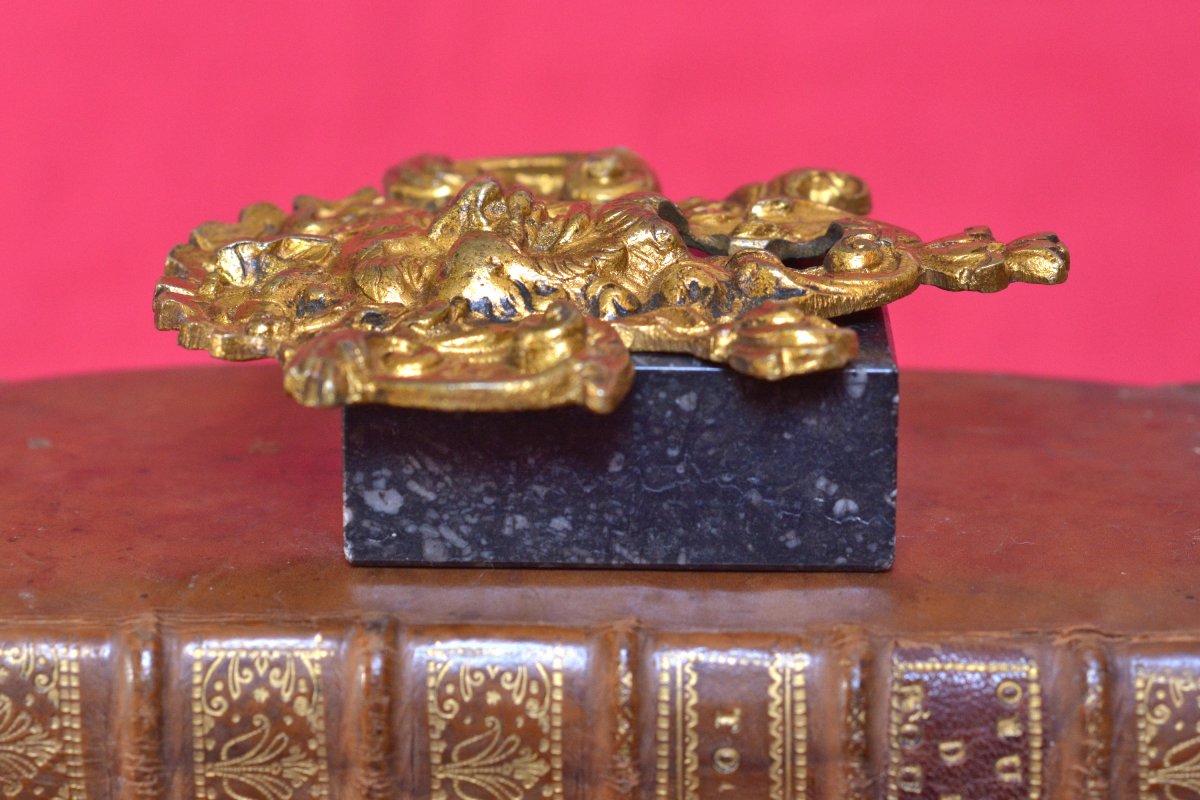 Entrée de Serrure - Bronze Doré - Tête de Bacchus - XVIIIe 18e siècle - clé clef mascaron 18-photo-4