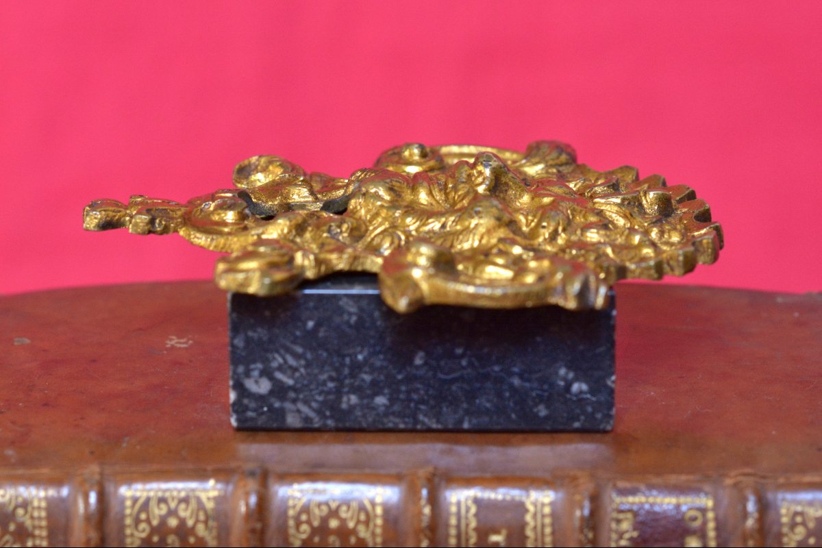 Entrée de Serrure - Bronze Doré - Tête de Bacchus - XVIIIe 18e siècle - clé clef mascaron 18-photo-1
