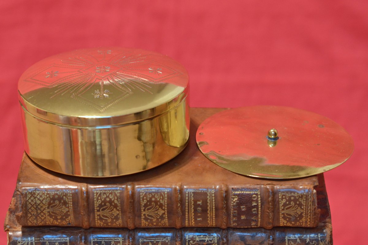 Large Pyx - Custode - Brass - 20th Century - Liturgy Religion Communion Wafers 20-photo-2