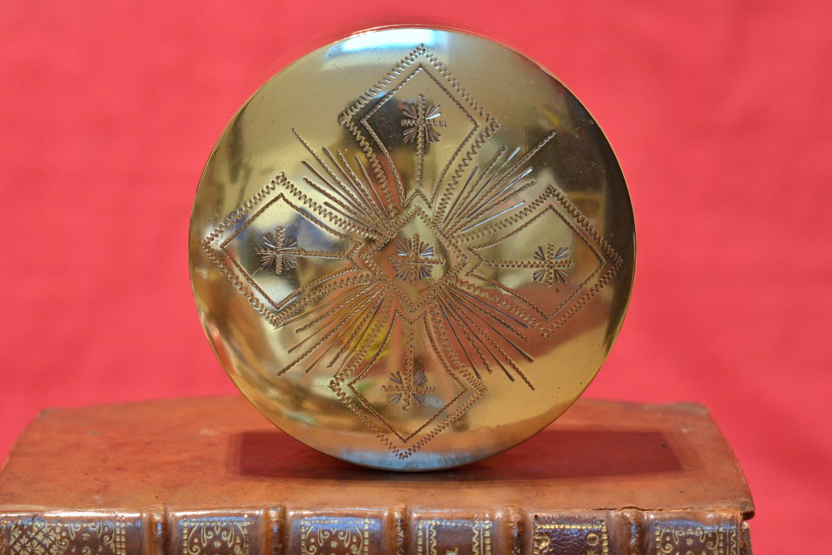 Large Pyx - Custode - Brass - 20th Century - Liturgy Religion Communion Wafers 20-photo-3