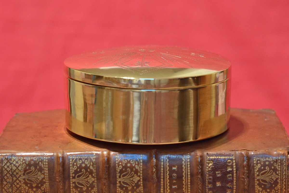 Large Pyx - Custode - Brass - 20th Century - Liturgy Religion Communion Wafers 20-photo-4