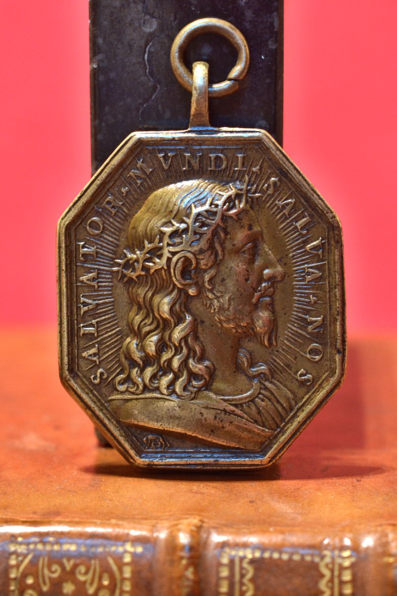 Bronze Medal - Christ & The Virgin Mary - Ottone Hamerani - 18th Century Religion-photo-4