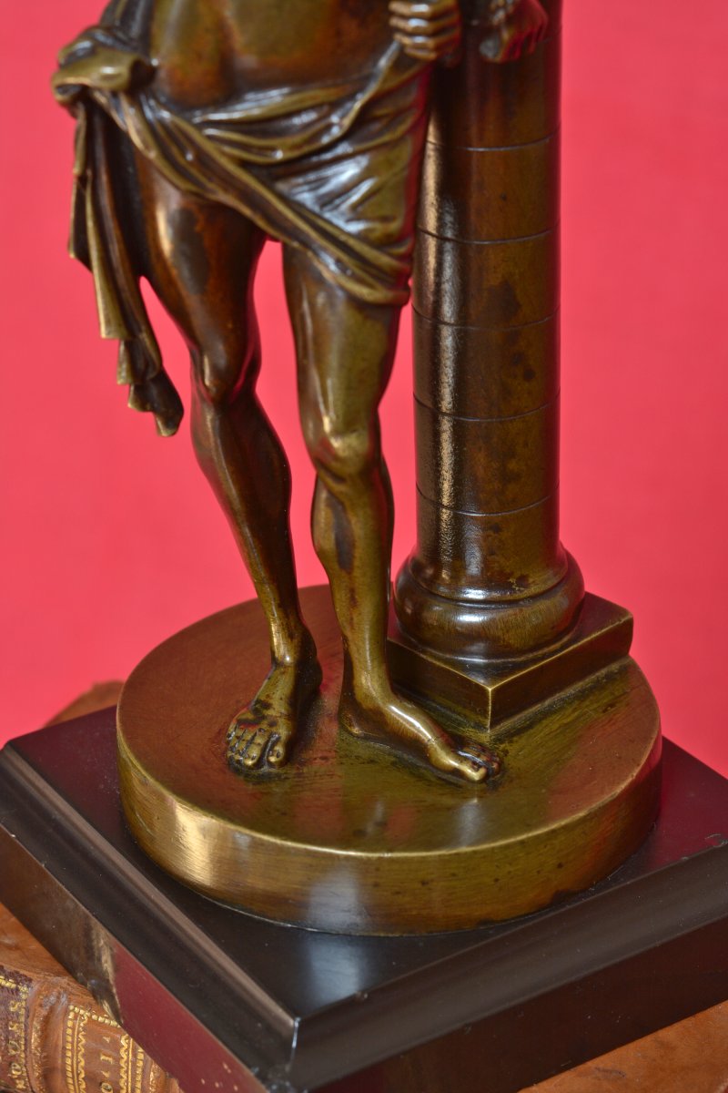 Christ à la Colonne - Statuette Bronze d'après François Duquesnoy - XIXe 19e siècle liens 19-photo-7