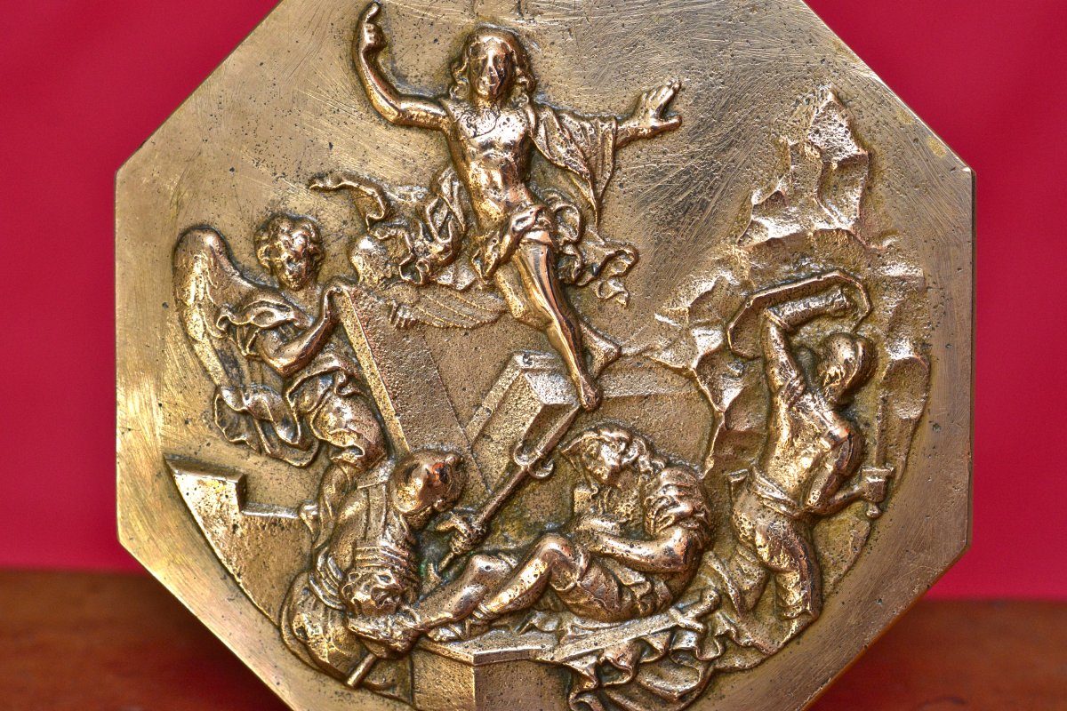 Plaquette en Bronze - La Résurrection du Christ - XVIIIe 18e siècle 18 sculpture religion Jésus-photo-2