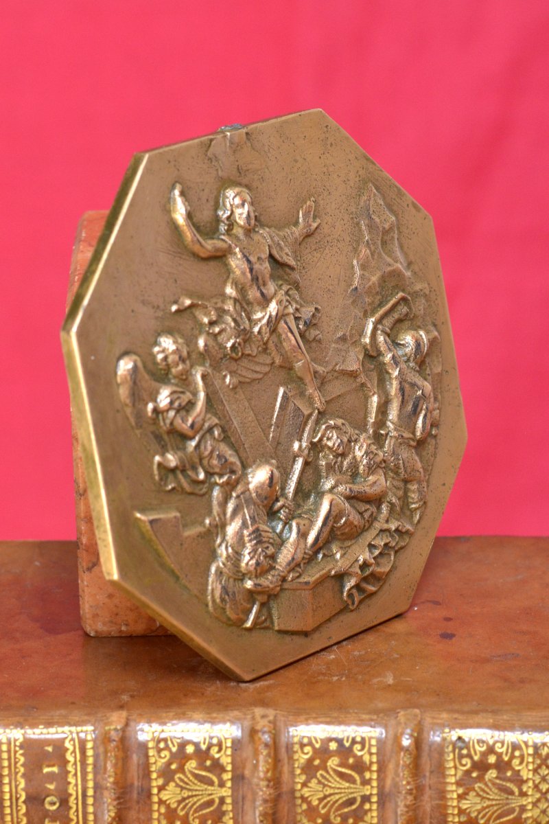 Plaquette en Bronze - La Résurrection du Christ - XVIIIe 18e siècle 18 sculpture religion Jésus-photo-4