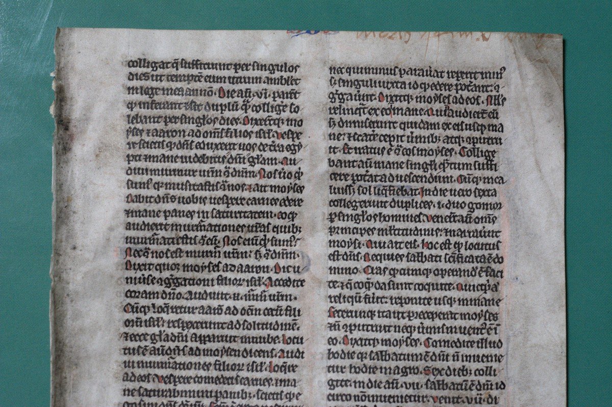 Pocket Bible Leaf On Vellum - 13th Century-photo-3