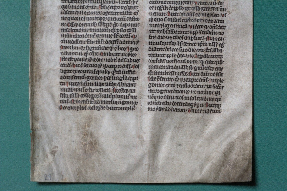 Pocket Bible Leaf On Vellum - 13th Century-photo-4