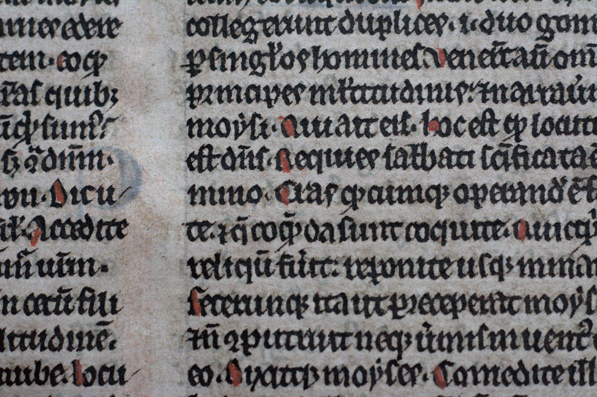 Pocket Bible Leaf On Vellum - 13th Century-photo-6